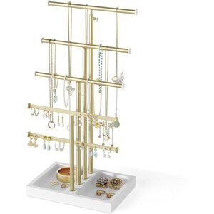 Jewelry Organizer Stand,5 Tier Large Necklace Holder with Wood Base,Jewelry hold